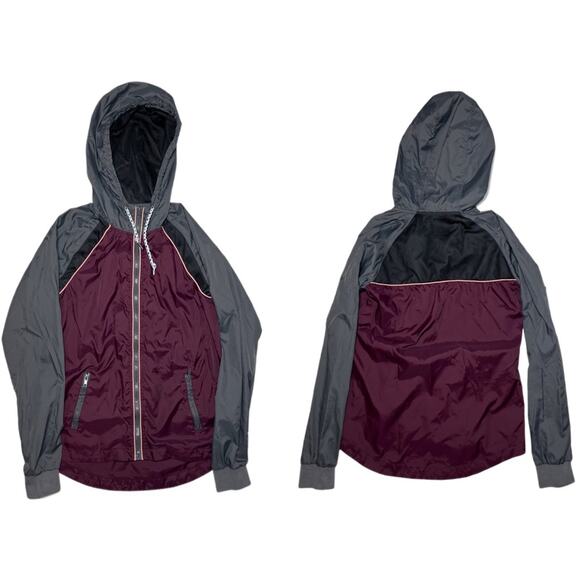 Empyre Windbreaker Zip Up Jacket Hooded women’s size Small Maroon Gray Black - Picture 1 of 16